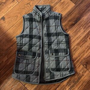 British Khaki Plaid quilted vest